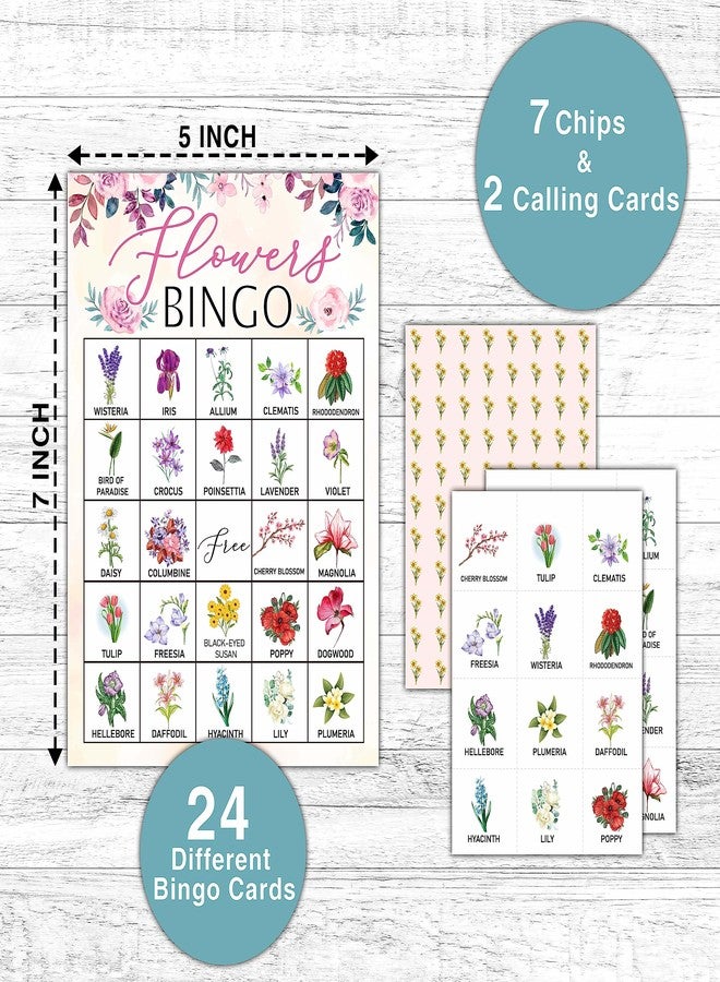KFNER Flowers Bingo Game - Blush Pink Floral Bingo Card - 24 Players Bingo Game Set Indoor Outdoor Activities - Tea Party, Bridal Shower, Birthday Party Favors Supplies -A02 - Image 2